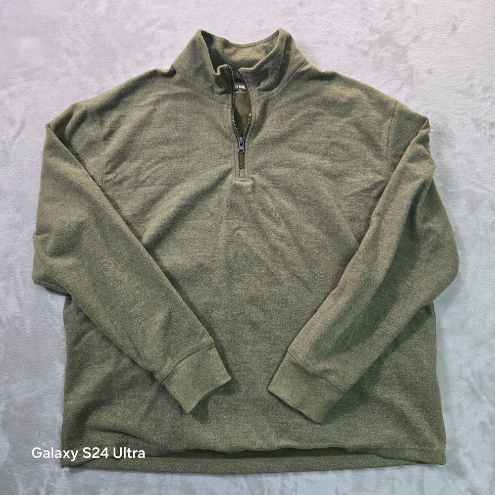 Old Navy Sweater Mens XL Olive Green Tight Knit Warm Wear Winter Quarter Zip